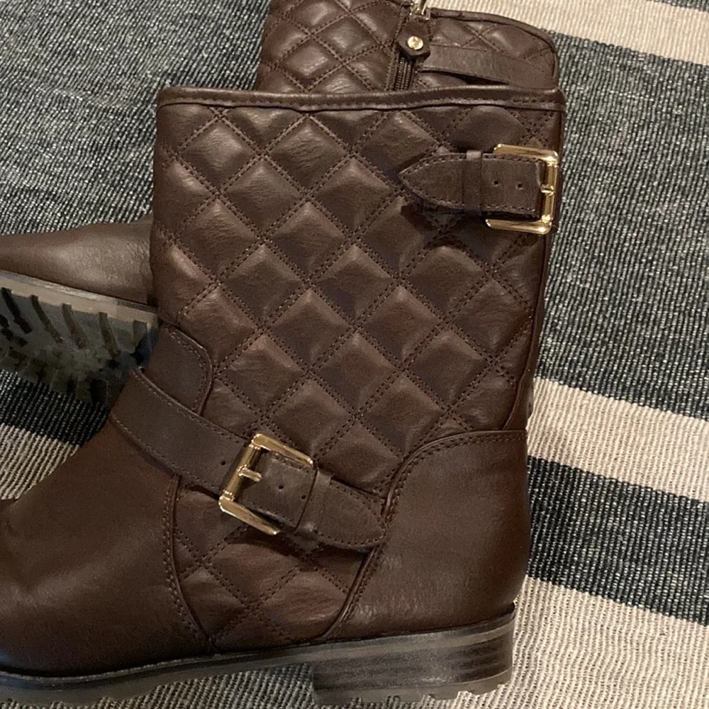 Sporto Faux Brown Leather Boots Thermo Fur lined Hike Tread Shoes